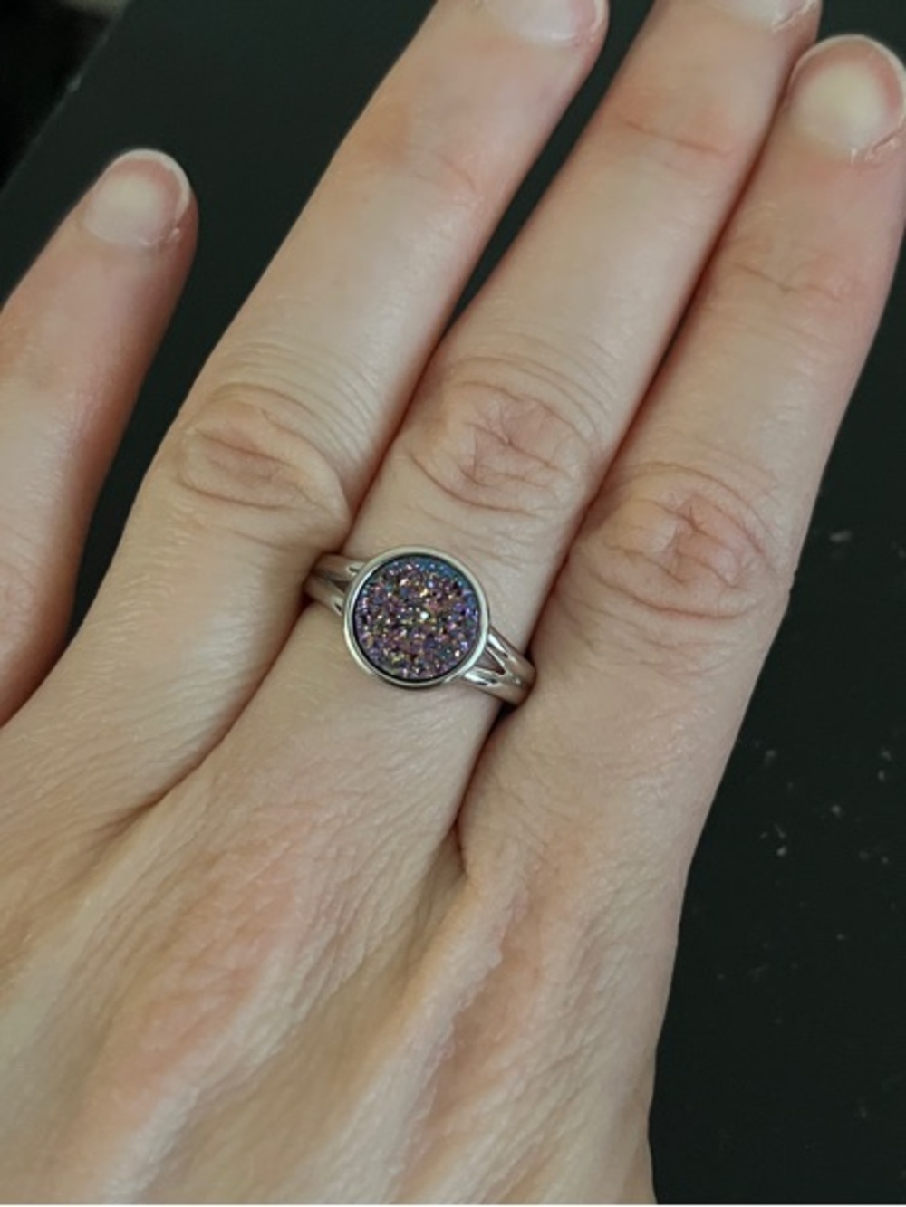 Fragrant Jewels Purple Multi-Color Druzy Silver Ring